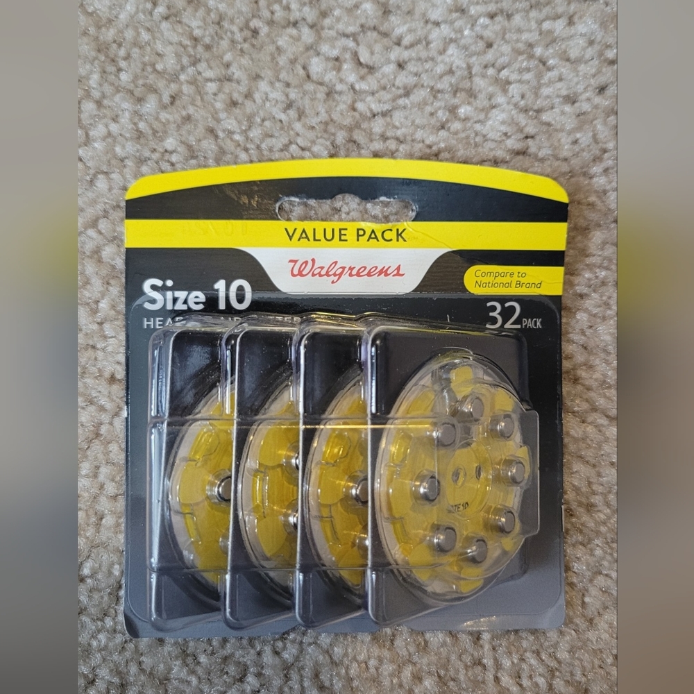 Brand New Walgreens hearing aid batteries size 10 32 pack mercury free. W10-32
